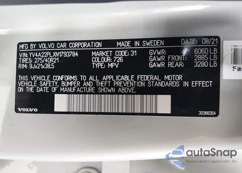 2022 Volvo Xc90 T6 Inscription 7 Passenger z USA, uszkodzony, nr VIN YV4A22PLXN1793784